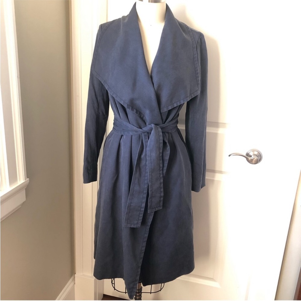 Club Monaco Elleyne Waterfall Collar Trench Coat Navy